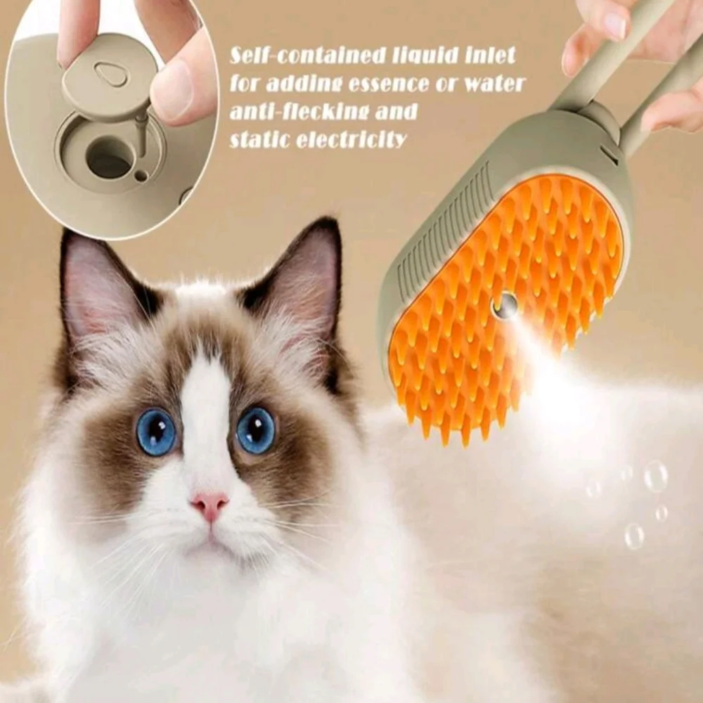 3 in 1 Steamy Hair Brush with Steamer - Suitable for Cats, Dogs, and All Pets